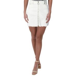 Free People We The Free Zip It Up Mini Skirt White Denim Raw Hem Size 25